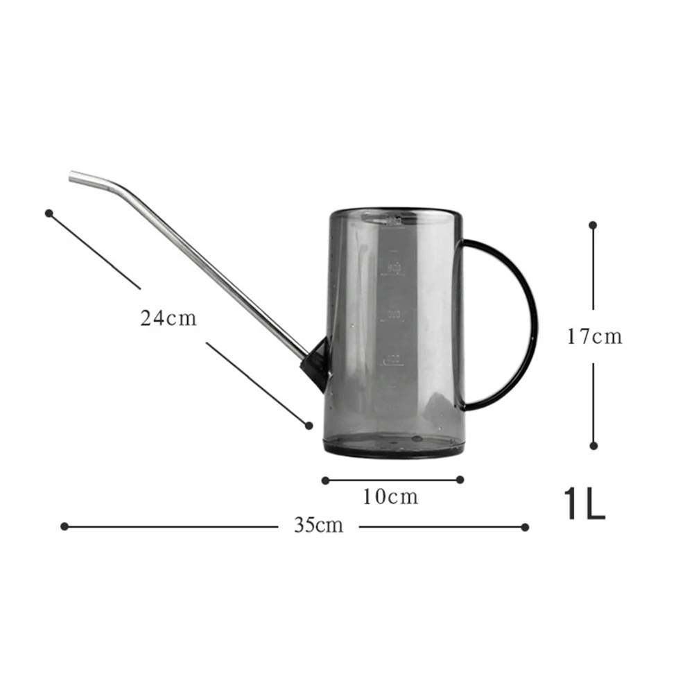 1Л длинный рот Сад посадки спринклер горшок из нержавеющей стали Лейка прозрачные зеленые растения цветы садовые инструменты