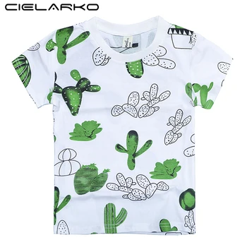 

Cielarko Boys Cactus T-Shirt Cartoon Kids T Shirt Summer Basic Top Tees Short Sleeve Children Clothing White Green Boy Outfits
