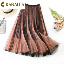 7 цветов Темпераментная Женская юбка сетчатая газовая, подходящая к цвету, с высокой талией, Женская плиссированная юбка C1454