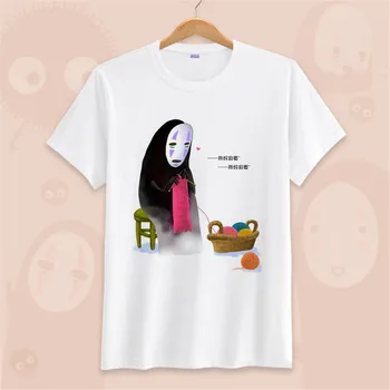 

Cosplay costume Spirited Away Letters Print T Shirt Cotton Short Sleeve Faceless Harajuku T-Shirt Summer Fashion Tops Tees