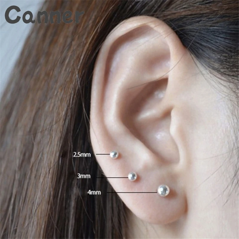 Canner Серебряная Бусина Серьги гвоздики для женщин серьги пирсинг ювелирные изделия пирсинг серьги-гвоздики Helix серьги для женщин подарок А4