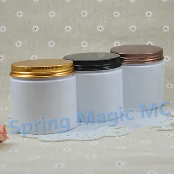 

200g White PET cream bottle with gold/black Aluminum lid for mask/hair wax/cream plastic cosmetic container,200ml storage jar