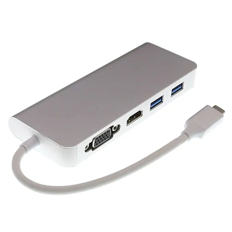 6 в 1 USB C адаптер с Ethernet, type C зарядка PD сетевой порт 4K HDMI VGA USB3.0 концентратор адаптер для Windows 10 Apple Mac OS Le