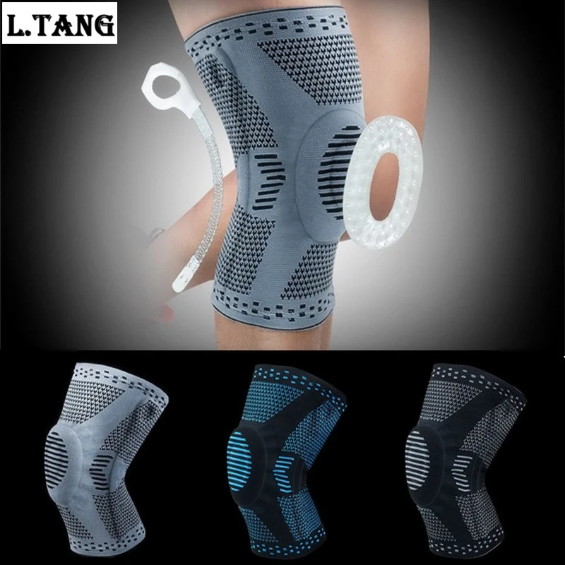 

1 Piece Sports Patella Knee Protector Brace Silicone Spring Knee Pad Basketball Knitted Compression Elastic Knee Support L584