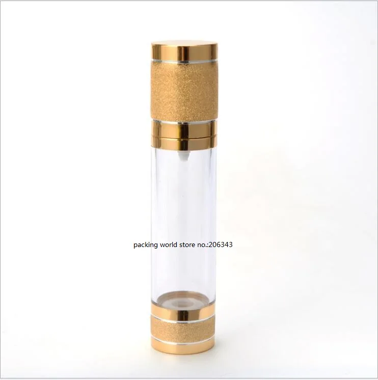 Garrafa de Plástico sem ar para Soro Cuidados com a Pele Ouro Loção Foundation Óleo Gel Emulsão Recarregáveis Portáteis Cosméticos Embalagem 50 ml - 7 50 ML ouro garrafa de plástico sem