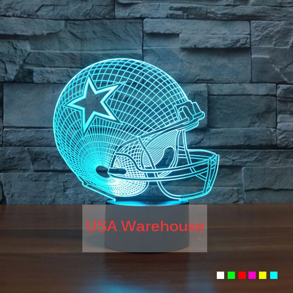 New England Patriots Football NFL 3D Table Lamp Acrylic Helmet Touch 7 Colors Changing Desk Light USB 3D LED NightLight For Kids nfl fan merchandise socks new england patriots team logo leopard print knee high socks brand new