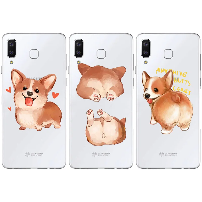 Corgi Butt Puppy Cartoon Cute Animal Dumbo baby Case Samsung Galaxy S6 S7 S8 S9 A7 2018 PLUS EDGE NOTE 8 9 2017 silicone Cover | Мобильные