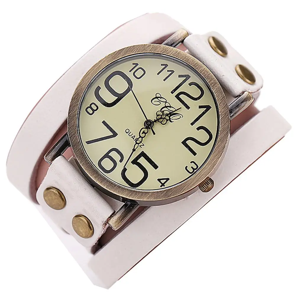 

2019 Retro Women Men Multilayer Faux Leather Strap Belt Analog Quartz Wrist Watch