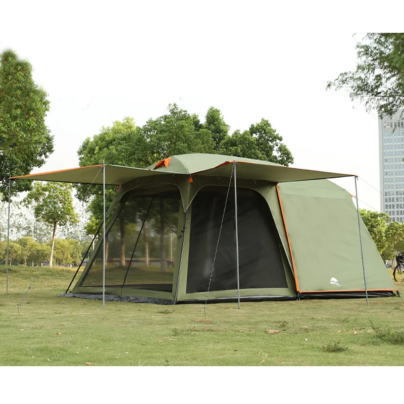 

One hall one bedroom 5-8 person use double layer high quality waterproof windproof camping family tent