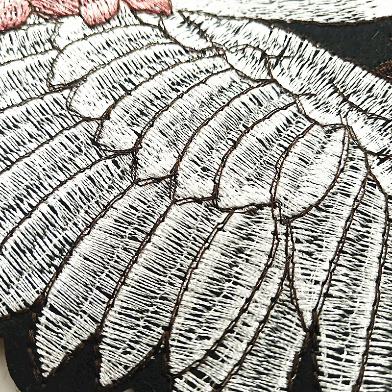 Sew On Embroidery Crane Bird Patch Embroidered Flower Patches (3)