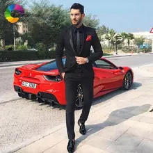 Latest Coat Pant Designs Black Men Suits Wedding Slim Fit Groom Tuxedo Costume Homme Male Blazer Jacket 2Piece Terno Masculino latest coat pant designs royal blue velvet jackets men style stage tailed prom blazer tailcoat costume suits winter tuxedo terno