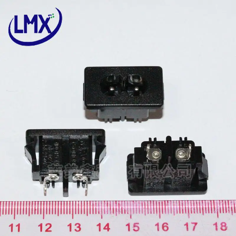 

10Pcs/lot 2 pin IEC 320 C8 Screw Mount Inlet Plug Socket AC 250V 2.5A without ears free shipping