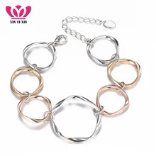 Несколько круглых кругов, цепочка и звенья, браслеты для женщин, серебристые неравномерные металлические браслеты, модные ювелирные изделия, подарки для женщин, Pulseira