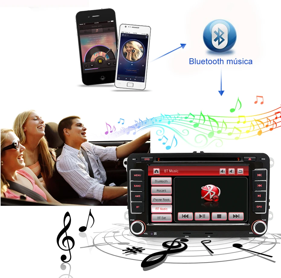 Perfect AWESAFE 2 Din 7 inch Car DVD GPS Radio Player For Volkswagen VW golf 5 6 touran passat B6 B7 sharan JATTA Skoda Seat Autoradio 15