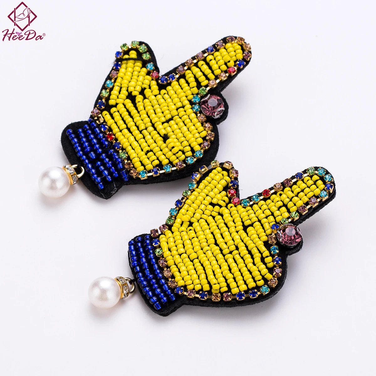 

Heeda Kpop Big Name Seed Beads Gesture Stud Earrings Fashion Pearl Hiphop Rock Punk Ear Nail 2018 New Women Statement Jewelry