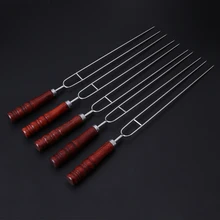 5pcs Roasting Forks With Bag Camping Hot Dog Skewers BBQ Forks Barbecue Tool dls