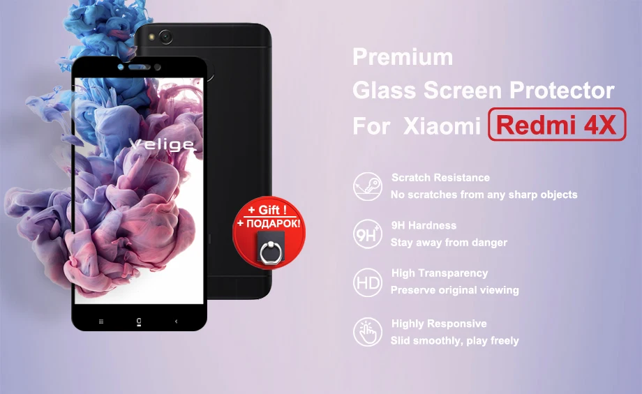 Velige 9H Full Cover Tempered Glass for Xiaomi Redmi 4X Redmi4X 4 X Screen Protector Real 2.5D Toughened Safety Glass Film (5)