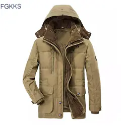 FGKKS Мужская Зимняя парка пальто новая однотонная Высококачественная Мужская куртка с капюшоном куртки Мужская теплая Толстая
