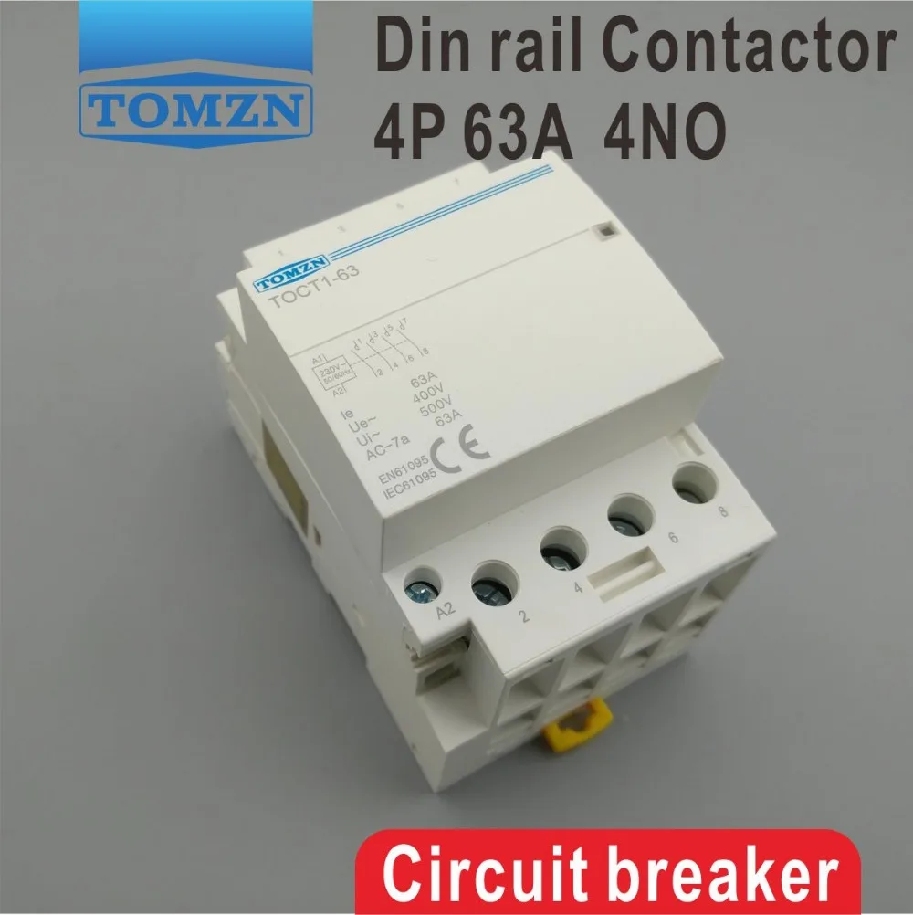 TOCT1 4P 63A 220V Катушка 400V ~ 50/60HZ din-рейка бытовой ac модульный контактор 4NO | Обустройство