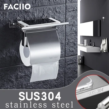 

FACIIO Bathroom Single Layer Mobile Phone Rack toilet Paper Towel Holder SUS304 Stainless Steel Bath Accessories wc Paper Holder