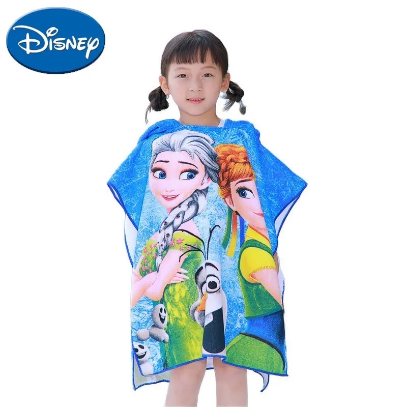 

Disney Bath Towel Kids Hooded Cloak Cartoon Mickey Minnie Princess Snow White Elsa Soft Boys Girls Microfiber Beach Towels