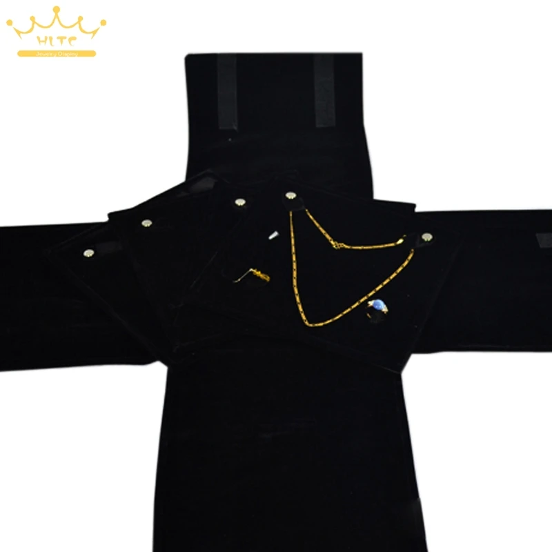 Diamond Wedding Jewelry Storage Case Black Velvet 5 layers Fine Jewelry Travel Roll Bag for Exhibitor Jewelry Casket