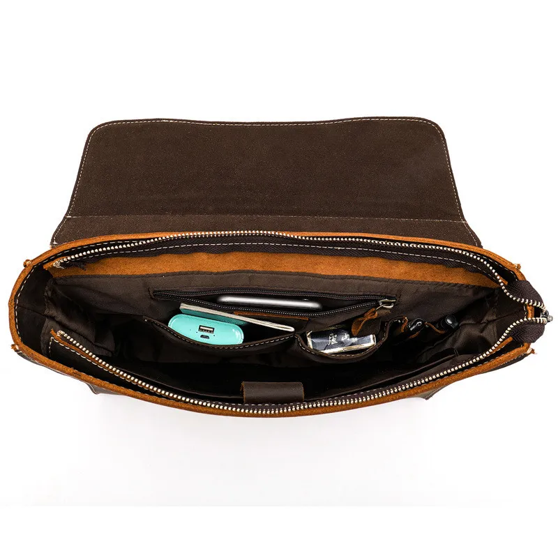 PNDME simple retro genuine leather business men's briefcase casual crazy horse cowhide messenger bags high quality laptop bag