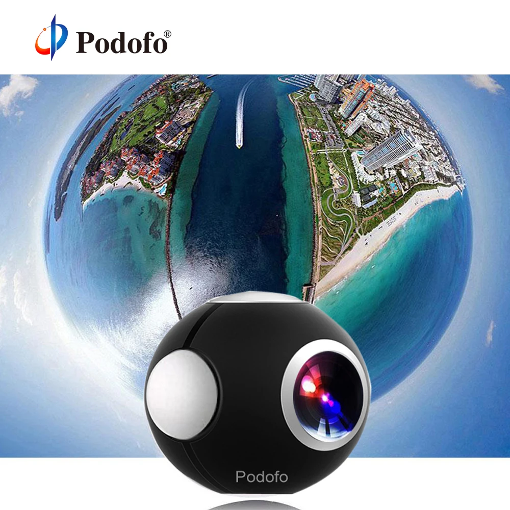 Podofo 360 камера панорамная мини камера 360 HD Широкий двойной объектив рыбий глаз VR видеокамера для Android Спорт Экшн камера TypeC