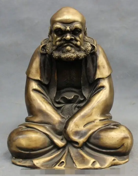 

S07092 8" Chinese Bronze Buddhist Joss Arhat Damo Bodhidharma Dharma Buddha Statue