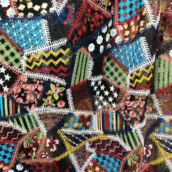 

LASUI High grade NEW Multicolor flower mesh embroidery lace fabric DIY accessories Evening dress fashion clothing fabric X0411