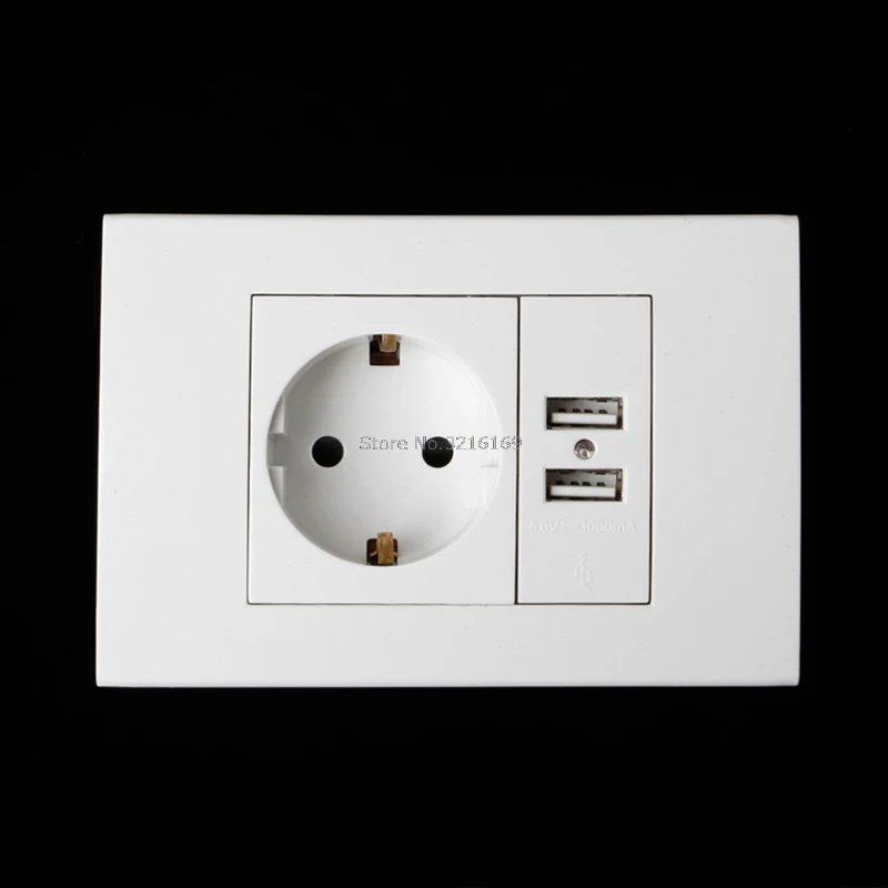 

For 1PC Wall Power Socket Plug 16A EU Standard Electrical Outlet 1000mA Dual USB Charger Port Promotion