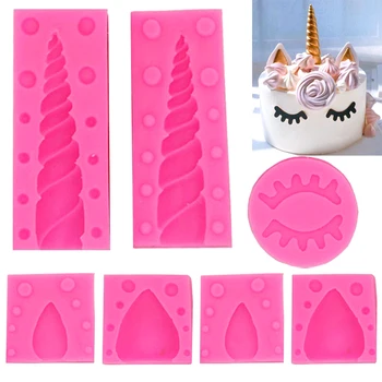 

5/7pcs/Set New unicorn silicone mold cake chocolate mold unicorn eyes and ears mousse cake molds
