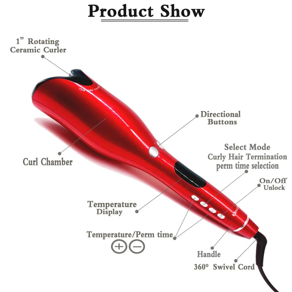 Rose Type Automatic Spiral Hair Curler Led Display Wand Curling