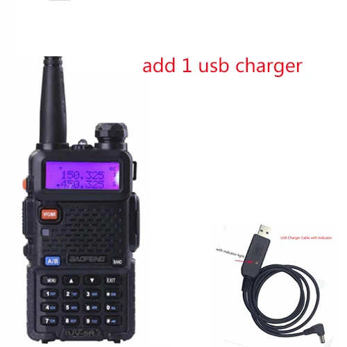 Радио УКВ 136-174 МГц 400-480 МГц FM радиостанция 15 км 8 Вт рация uv5r baofeng UV-5R 8 Вт с двухдиапазонным радио Cb - Цвет: add usb charger