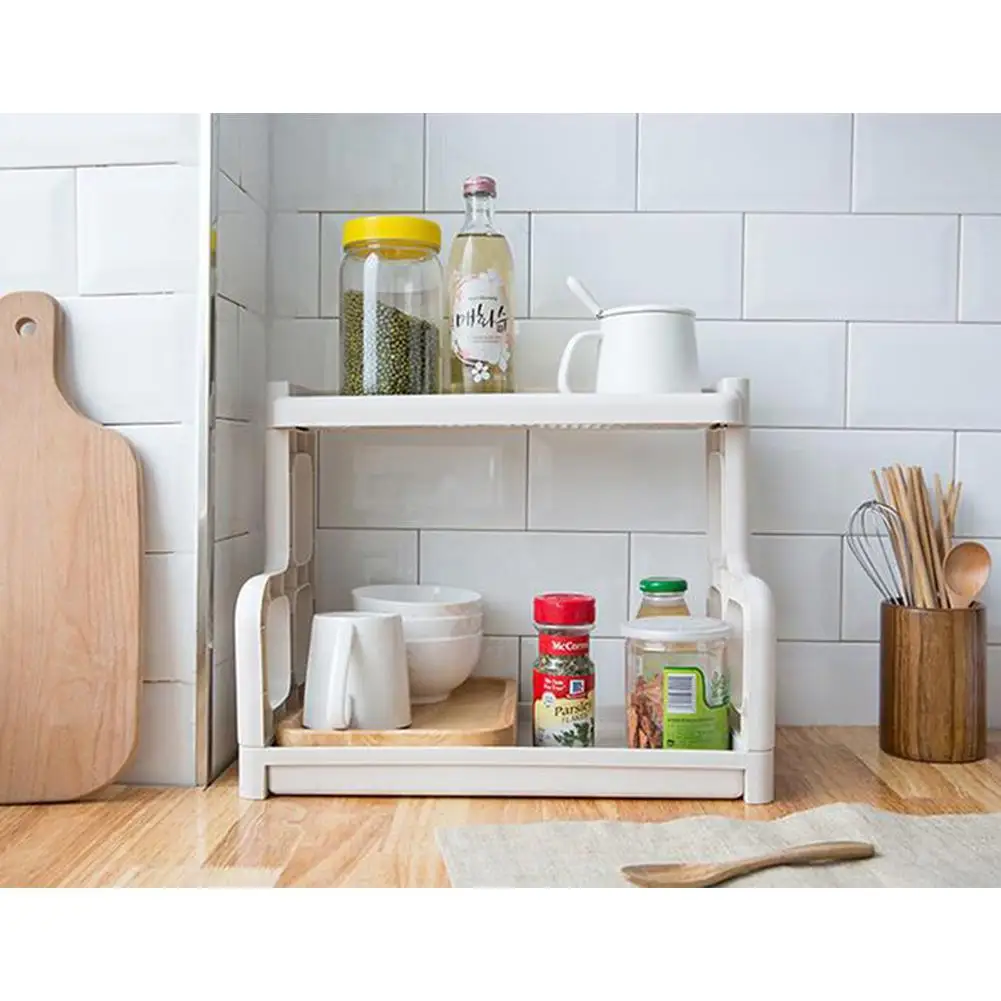 

Multi-functional Double Layer Drain Rack Plastic Kitchen Utensil Dish Rack Collapsible Dish Drying Drainer for kitchen Storage