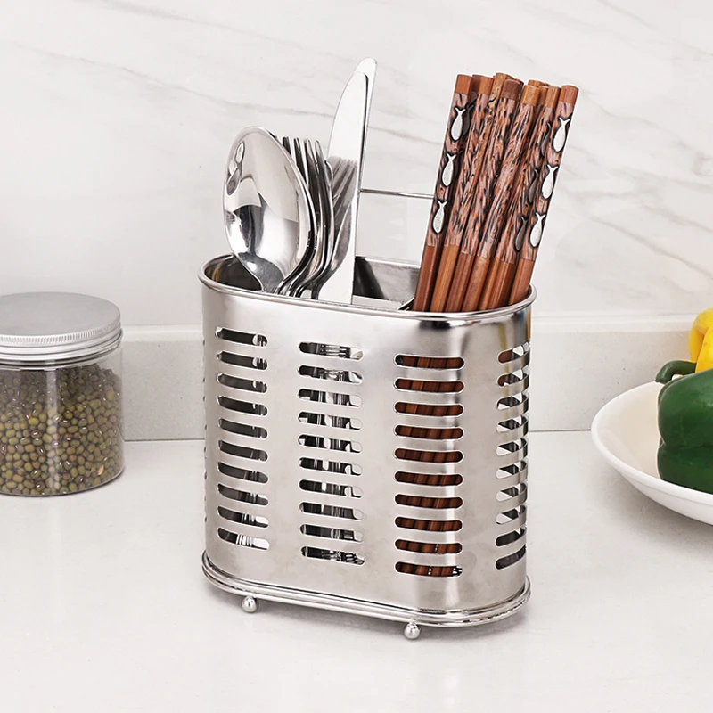 Durable Stainless steel hanging chopstick cages spoon holder fork rack reinforced kitchen supply shelves cutlery organizer
