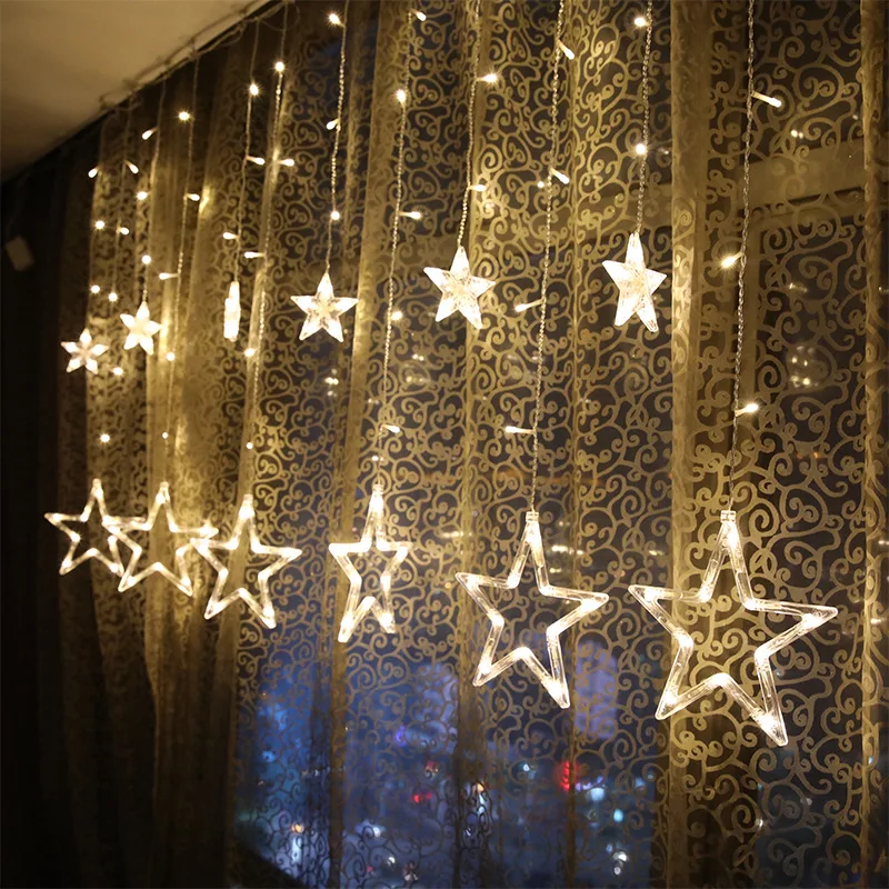 LAIMAIK 2,5 м Рождество светодиодный свет шнура AC220V ЕС Романтический Фея Звезда Шторы светодиодный свет шнура для вечерние Свадебный венок
