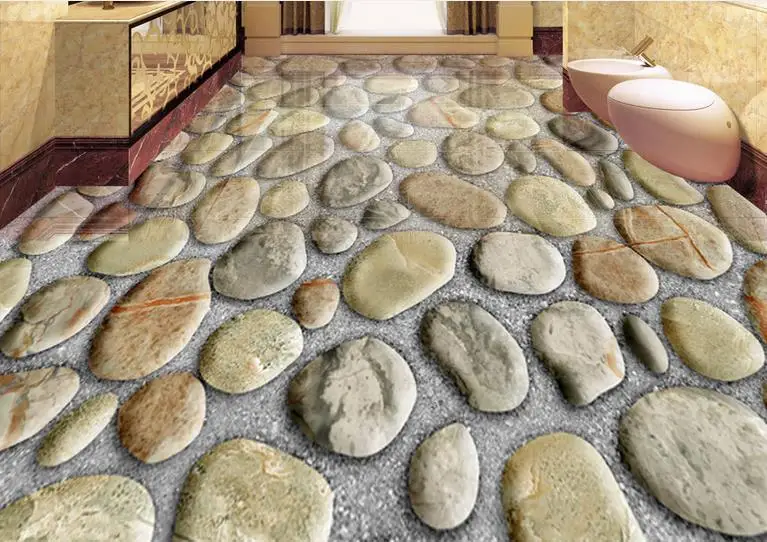 3d flooring wallpaper Custom pvc self adhesive wallpaper cobblestone 3d floor tiles wallpapers