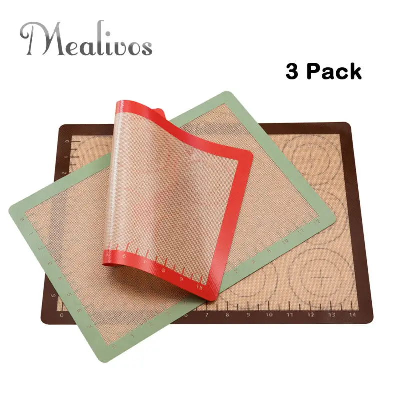 

1 set WALFOS Non-Stick Silicone Baking Mat Pad Sheet Baking pastry tools Rolling Dough Mat Large Size for Cake Cookie Macaron