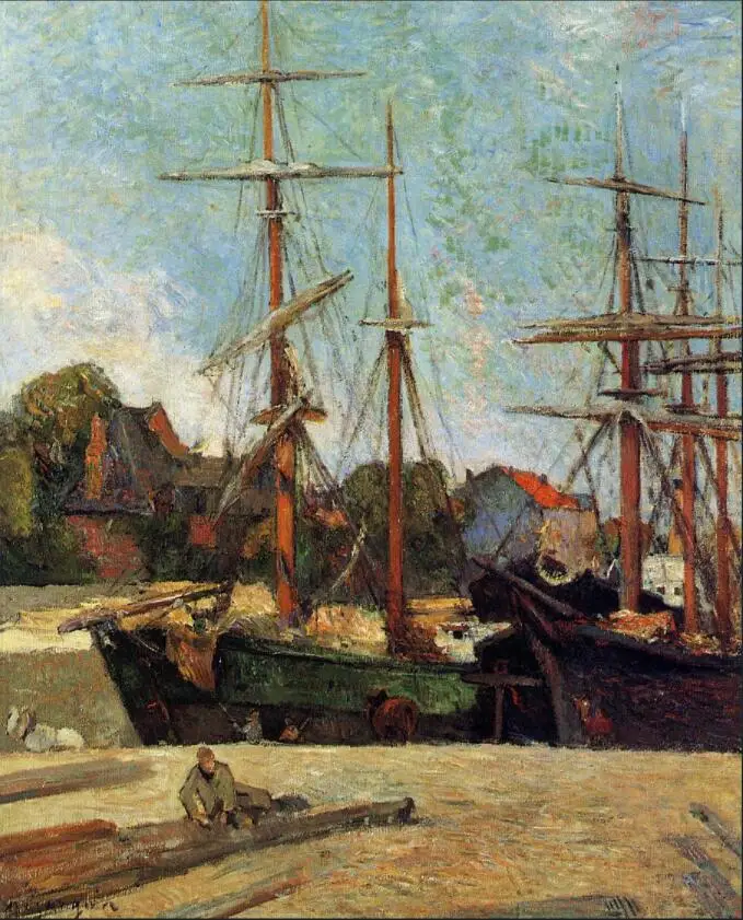 

High quality Oil painting Canvas Reproductions Schooner and three masters (1886) by Paul Gauguin hand painted