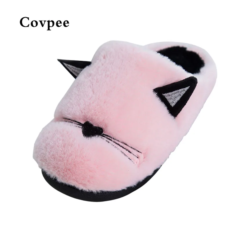 Acheter En peluche pantoufles d hiver intérieur animal emoji furry maison maison avec fourrure de Chat coton pantoufles chaud amoureux de la maison mignon en peluche chaussures