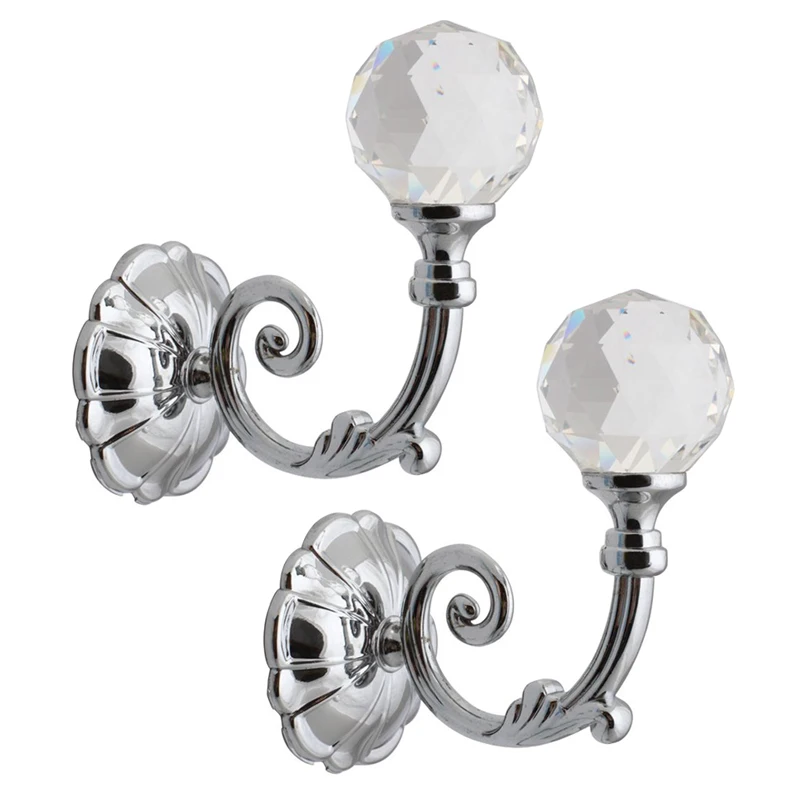 2PCS Zinc Alloy Curtain Hooks Crystal Window Curtain Holdbacks Tiebacks