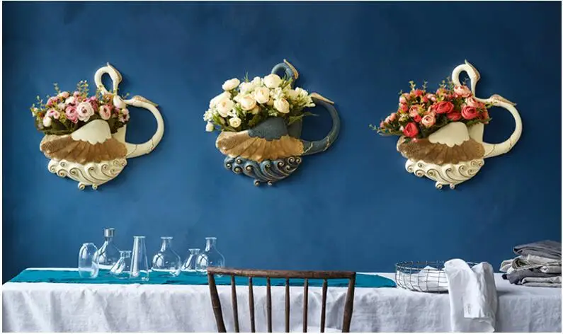 Европейская креативная настенная подвесная ваза из смолы, украшение для дома, гостиной, стены, лебедь, цветок, пятно, подвеска, настенный фон, фреска