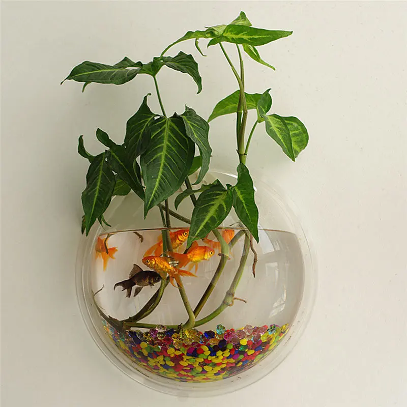Home Decoration Pot Wall Hanging Mount Bubble Aquarium Bowl Fish Tank