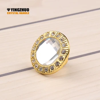 

Gold Glass Dresser Pulls Drawer Pull Handles Crystal Kitchen Cabinet Door Handle Rhinestone Clear Modern Furniture Knobs YZ-5001