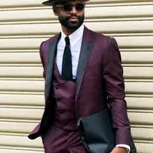 Последние конструкции пальто брюки бордовый смокинг жениха Модные мужские свадебные костюмы костюм жениха(куртка+ брюки+ жилет+ галстук) terno