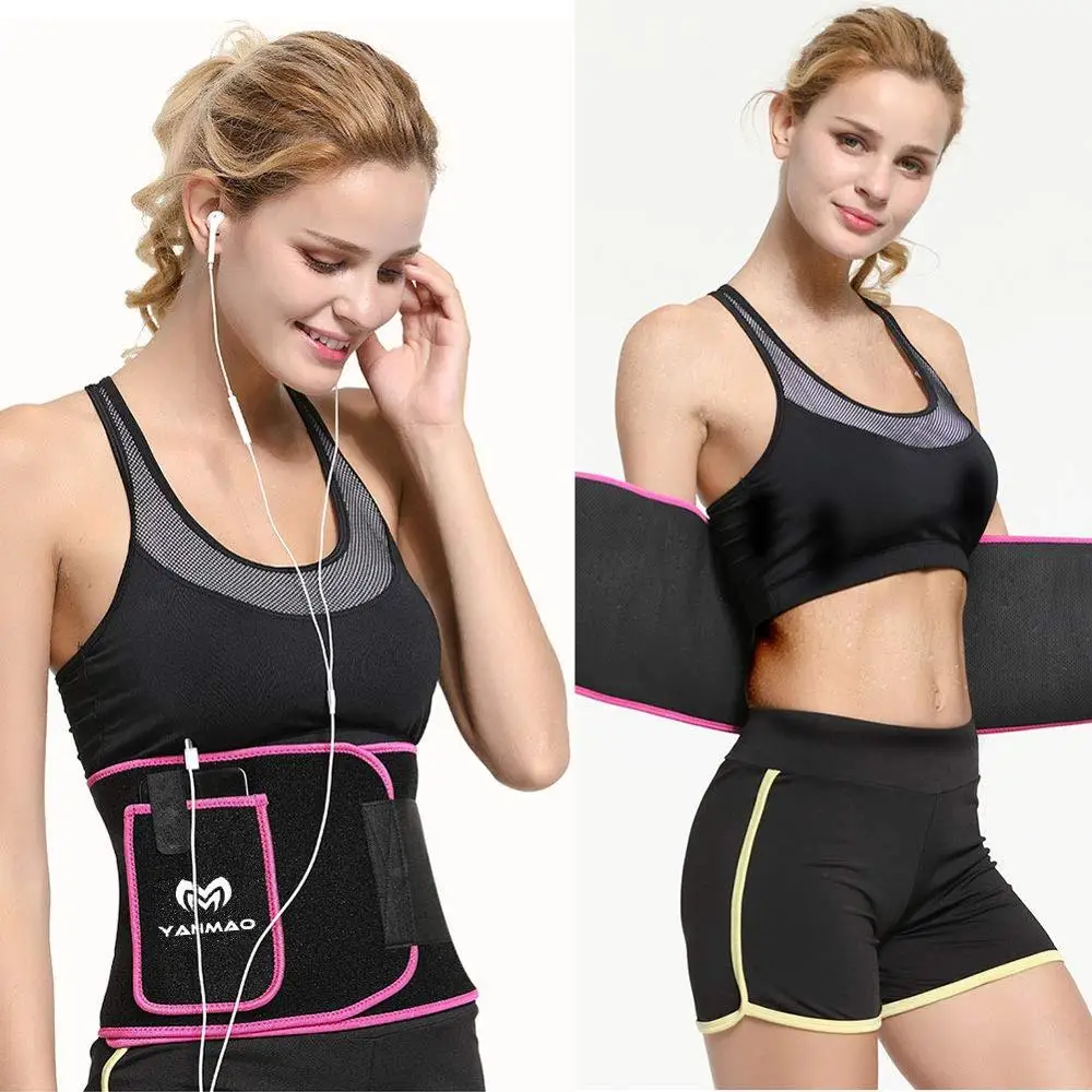 

Sport Sweat Belt with Phone Pocket Tummy Stomach Lumbar Sweat Wrap Waist Trimmer Trainer Girdle Slimming Body Shaper Belt