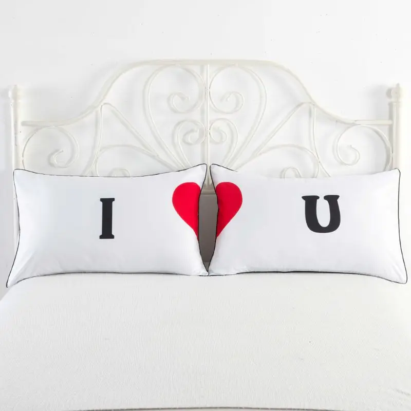 love heart 1 пара 48*74 см белая пара наволочка в подушке Свадебная пара украшение кровати домашняя спальня 19 видов стилей - Цвет: love heart