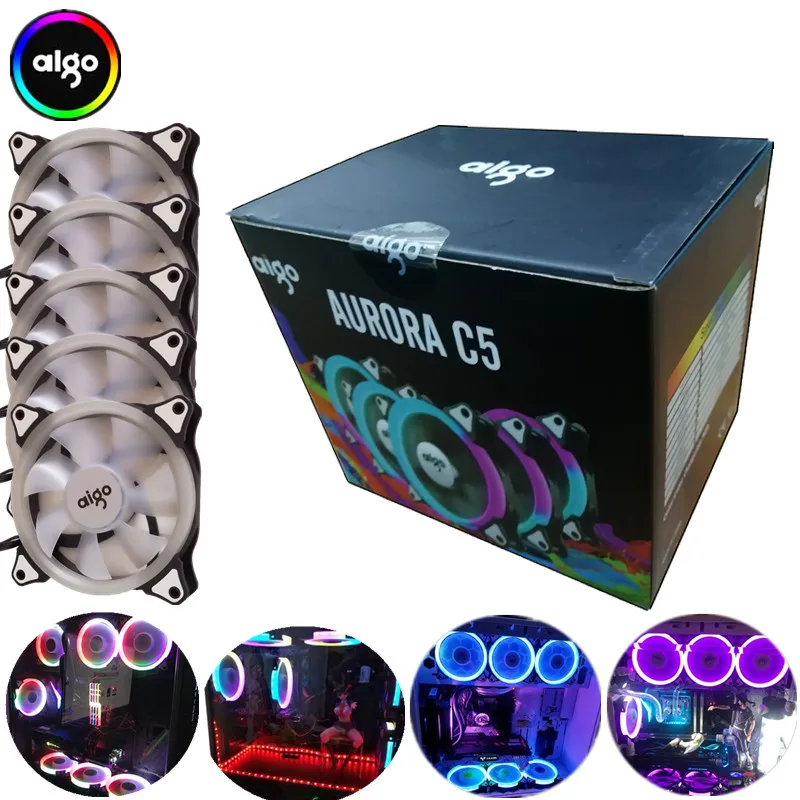 

Aigo aurora C5 rainbow lights Colorful RGB Adjustable Colour Fan 120mm LED PC Computer Cooling Cooler Silent Case Fan controller