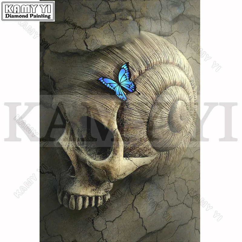 

3D Rhinestone Painting Crystal Home Decor DIY Diamond Painting Cross Stitch "Skull Head Snail" Pattern Diamond Embroidery Crafts